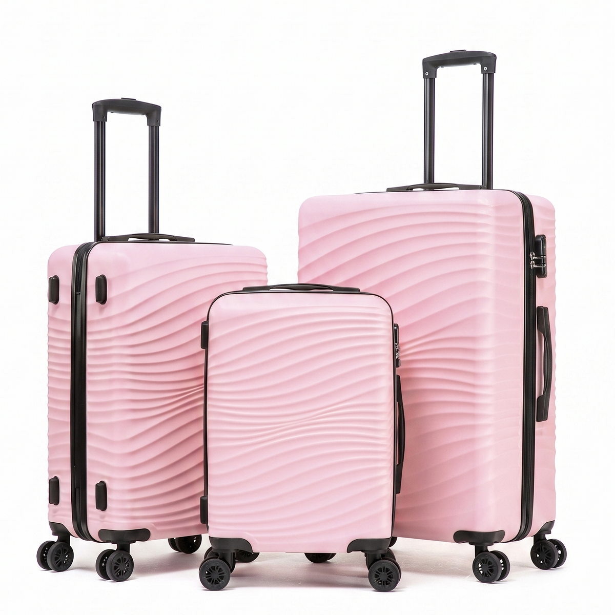 Rosamo Luggage Sets 3 Piece, HardsideTravel Suitcase with Spinner Wheels 20/24/28" , Carry on Luggage with TSA Lock(Pink)