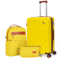 Rosamo 3-Piece 20 inch Hardside Luggage Set, Carry on Suitcase with Spinner Wheels & TSA Lock, Travel Backpack with USB & Type-C Charging Port, Toiletry Bag, Yellow
