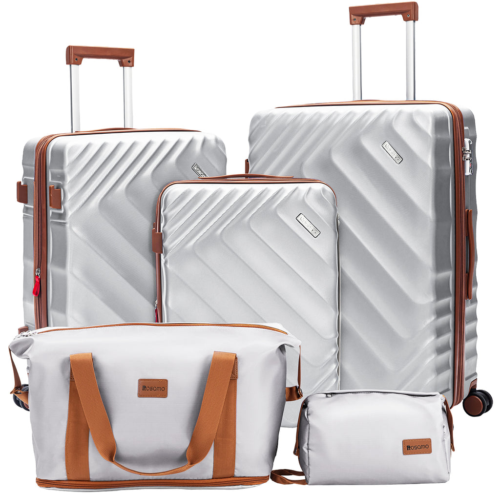 Rosamo 5 Piece Expandable Hard Shell Luggage,20/24/28 Inch Lightweight Suitcase with TSA Lock Spinner Wheel and Travel Bag,PC+ABS Material