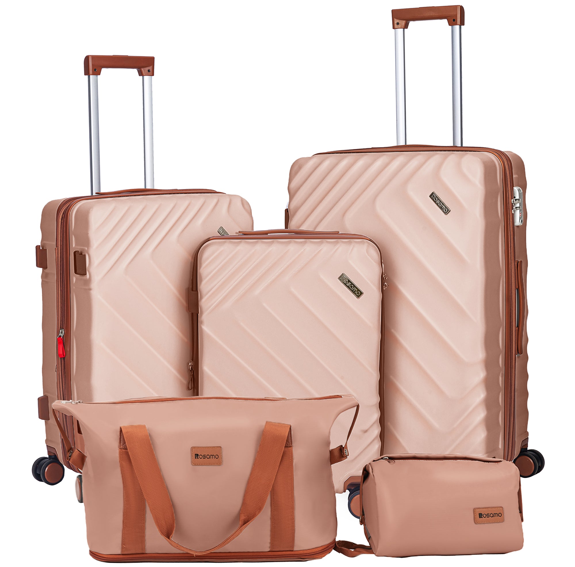 Rosamo 5 Piece Expandable Hard Shell Luggage,20/24/28 Inch Lightweight Suitcase with TSA Lock Spinner Wheel and Travel Bag,PC+ABS Material