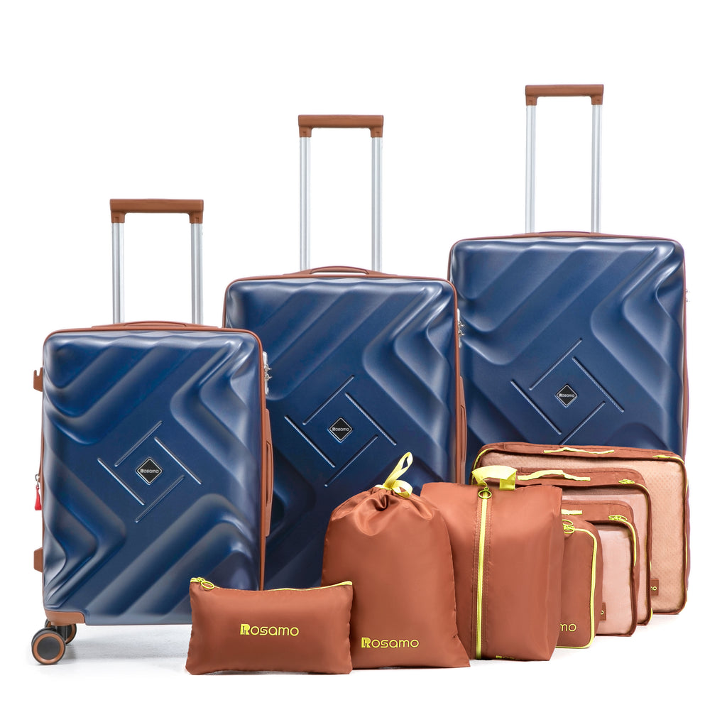 Rosamo 10 Piece Luggage Set, Expandable ABS Hardshell Luggage, Travel Suitcase Eet With Rotating Wheels And TSA Lock