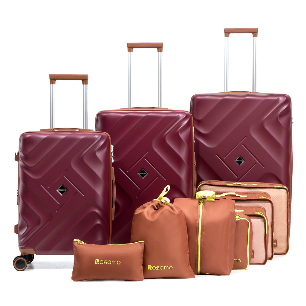Rosamo 10 Piece Luggage Set, Expandable ABS Hardshell Luggage, Travel Suitcase Eet With Rotating Wheels And TSA Lock