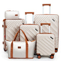Rosamo 6 Piece Hardshell Luggage Set, Lightweight Expandable Suitcases with Spinner Wheels, TSA Lock, Durable ABSLuggage Sets for Travel；Beige