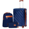 Rosamo 3-Piece 20 inch Hardside Luggage Set, Carry on Suitcase with Spinner Wheels & TSA Lock, Travel Backpack with USB & Type-C Charging Port, Toiletry Bag, Dark Blue