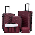 Rosamo 5-Piece Hardshell Expandable Luggage Set, Lightweight Luggage With TSA Lock Swivel Wheels and Sport Tote Bag,Burgundy