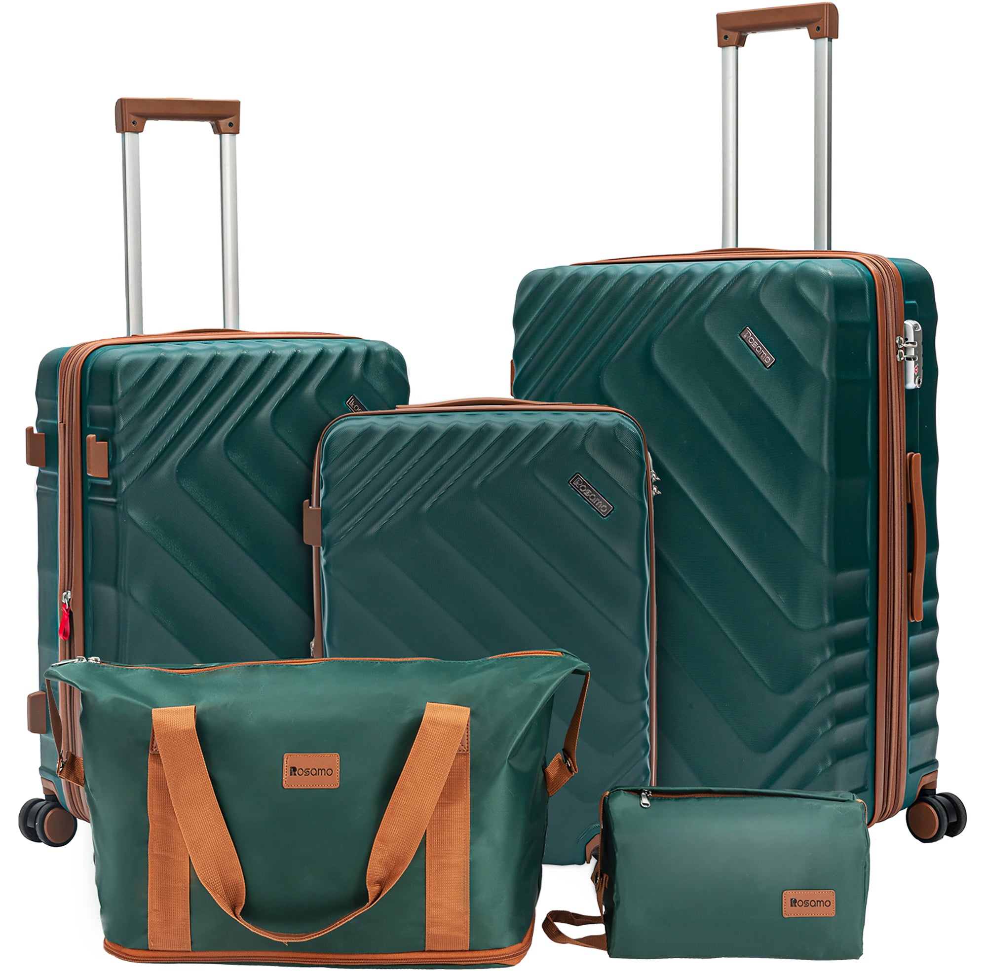 Rosamo 5 Piece Expandable Hard Shell Luggage,20/24/28 Inch Lightweight Suitcase with TSA Lock Spinner Wheel and Travel Bag,PC+ABS Material