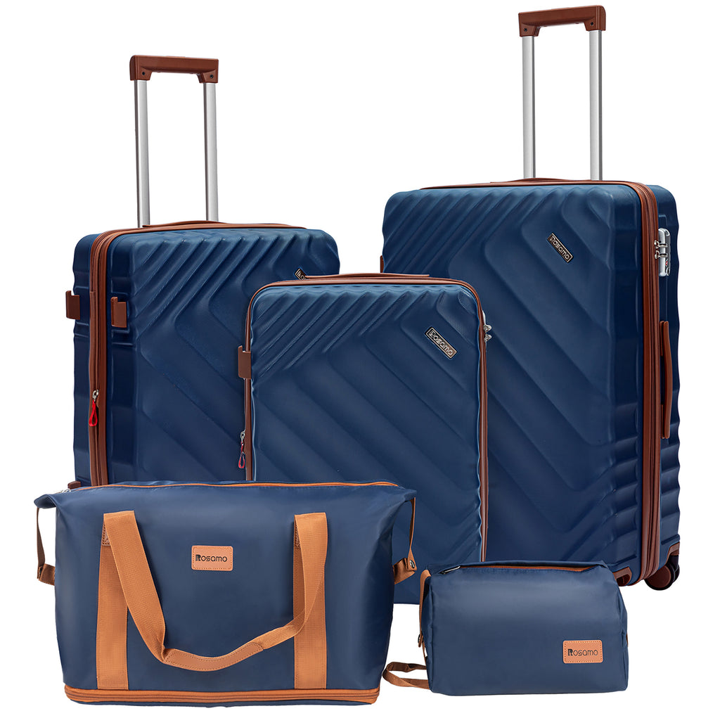 Rosamo 5 Piece Expandable Hard Shell Luggage,20/24/28 Inch Lightweight Suitcase with TSA Lock Spinner Wheel and Travel Bag,PC+ABS Material