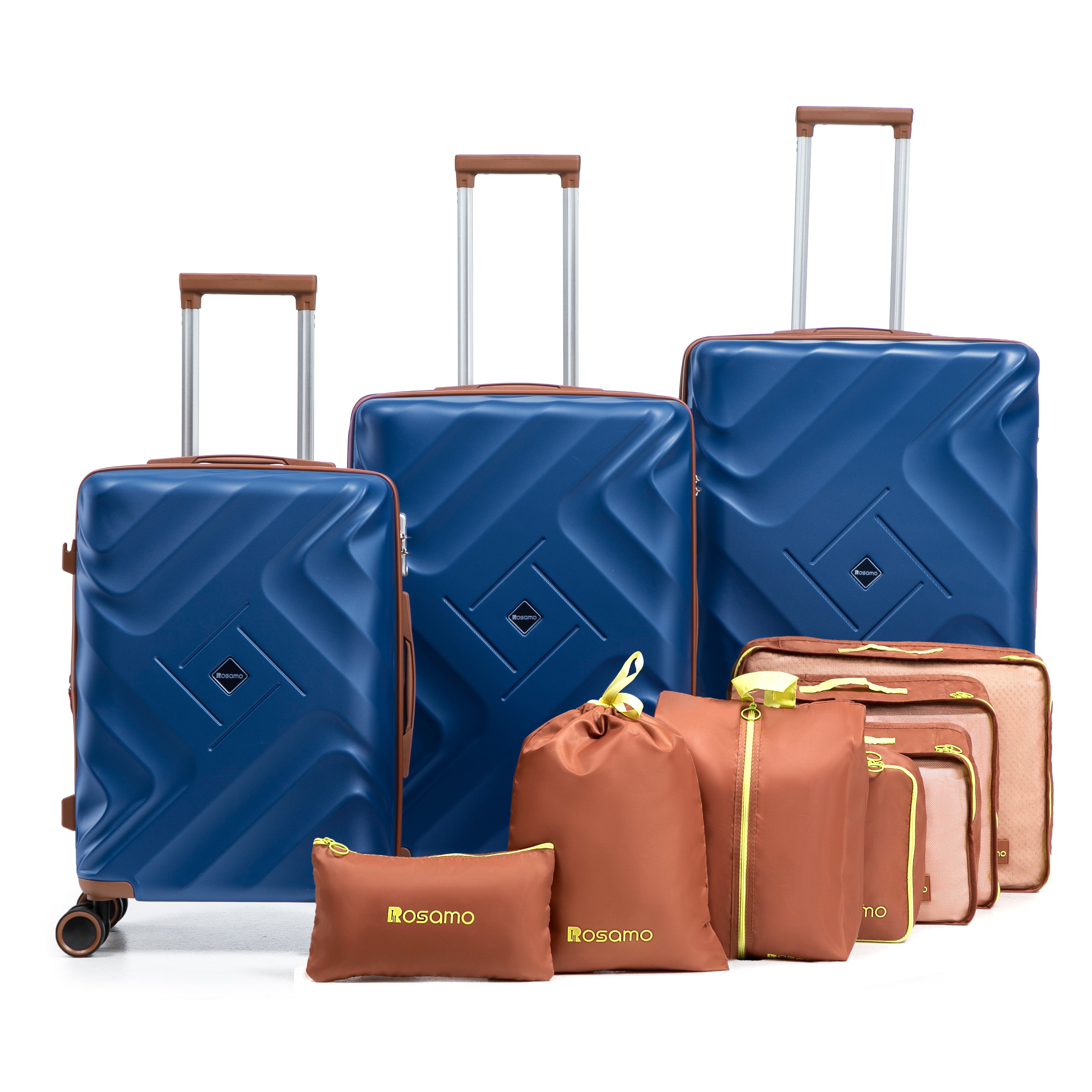 Rosamo 10 Piece Luggage Set, Expandable ABS Hardshell Luggage, Travel Suitcase Eet With Rotating Wheels And TSA Lock