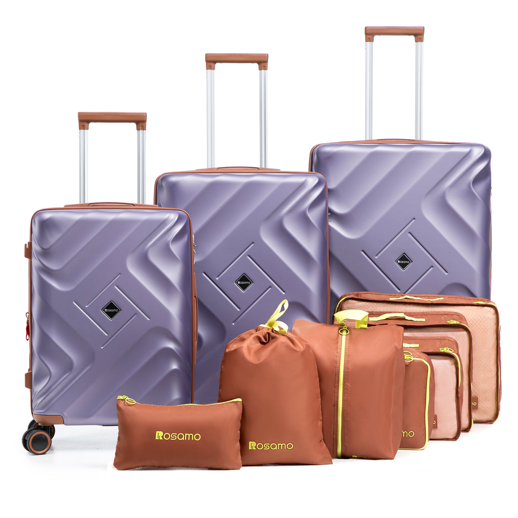 Rosamo 10 Piece Luggage Set, Expandable ABS Hardshell Luggage, Travel Suitcase Eet With Rotating Wheels And TSA Lock