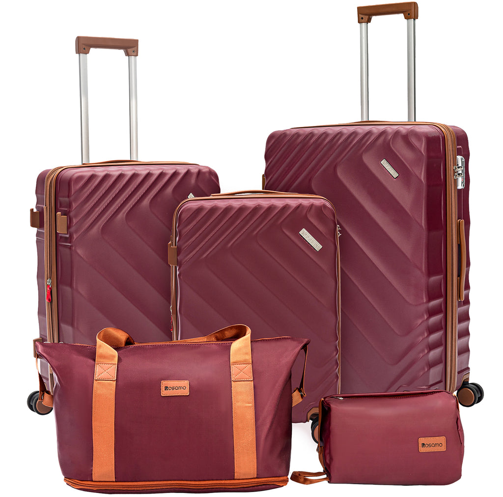 Rosamo 5 Piece 20/24/28 Inch Hardside Luggage Set, Expandable Suitcase with Spinner Wheels & TSA Lock, Carry on Luggage Set with Travel Bags