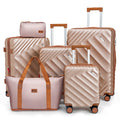Rosamo 6 Piece Hardshell Luggage Set, Lightweight Expandable Suitcases with Spinner Wheels, TSA Lock, Durable ABSLuggage Sets for Travel；Pink
