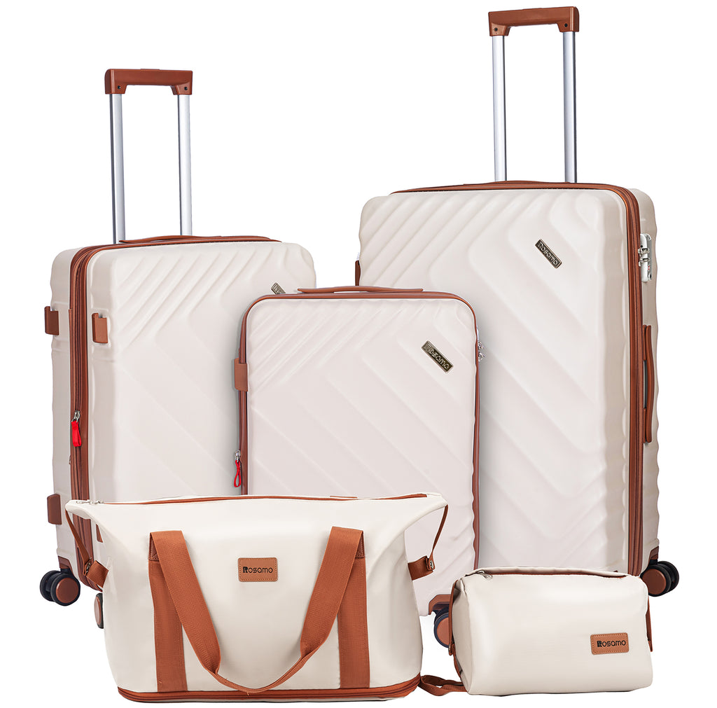 Rosamo 5 Piece Expandable Hard Shell Luggage,20/24/28 Inch Lightweight Suitcase with TSA Lock Spinner Wheel and Travel Bag,PC+ABS Material