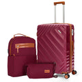 Rosamo 3-Piece 20 inch Hardside Luggage Set, Carry on Suitcase with Spinner Wheels & TSA Lock, Travel Backpack with USB & Type-C Charging Port, Toiletry Bag, Red
