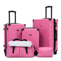 Rosamo 5-Piece Hardshell Expandable Luggage Set, Lightweight Luggage With TSA Lock Swivel Wheels and Sport Tote Bag,Pink