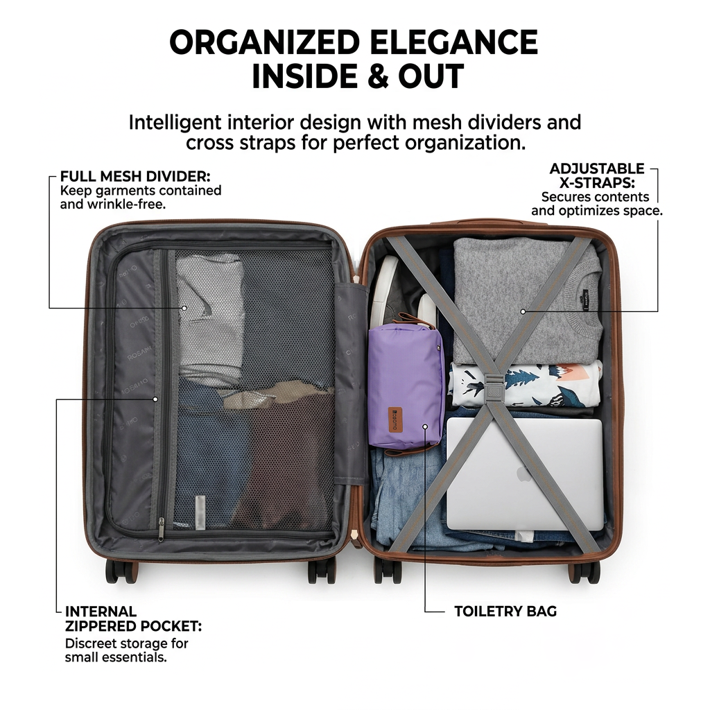 Rosamo 6 Piece Hardshell Luggage Set, Lightweight Expandable Suitcases with Spinner Wheels, TSA Lock, Durable ABS Luggage Sets for Travel,Purple