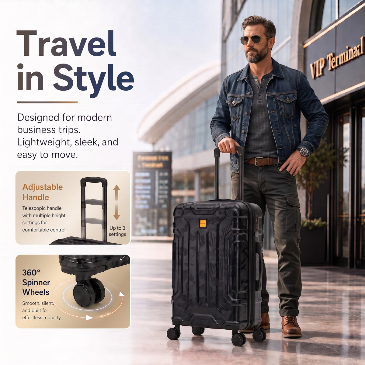 Rosamo 5-Piece Luggage Set,Expandable Hardside Spinner Suitcases with TSA Lock,20/24/28 Inch Lightweight Suitcase,Sports Handbags and Toiletries Bags