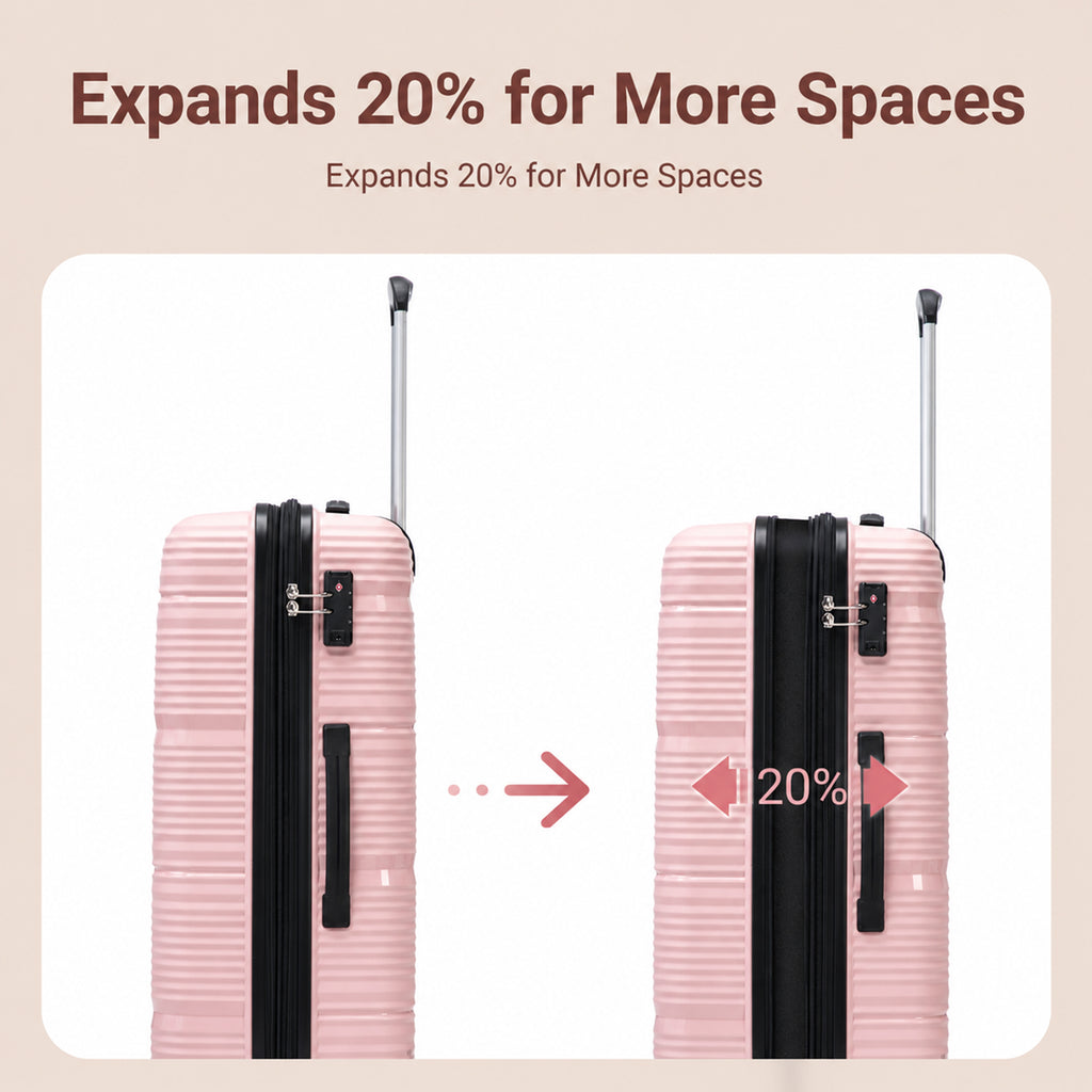 Rosamo 4 Piece Expandable Luggage Set,with TSA Lock and Swivel Wheels,PP Material Anti Fall and Anti Crack Lightweight Suitcase Set
