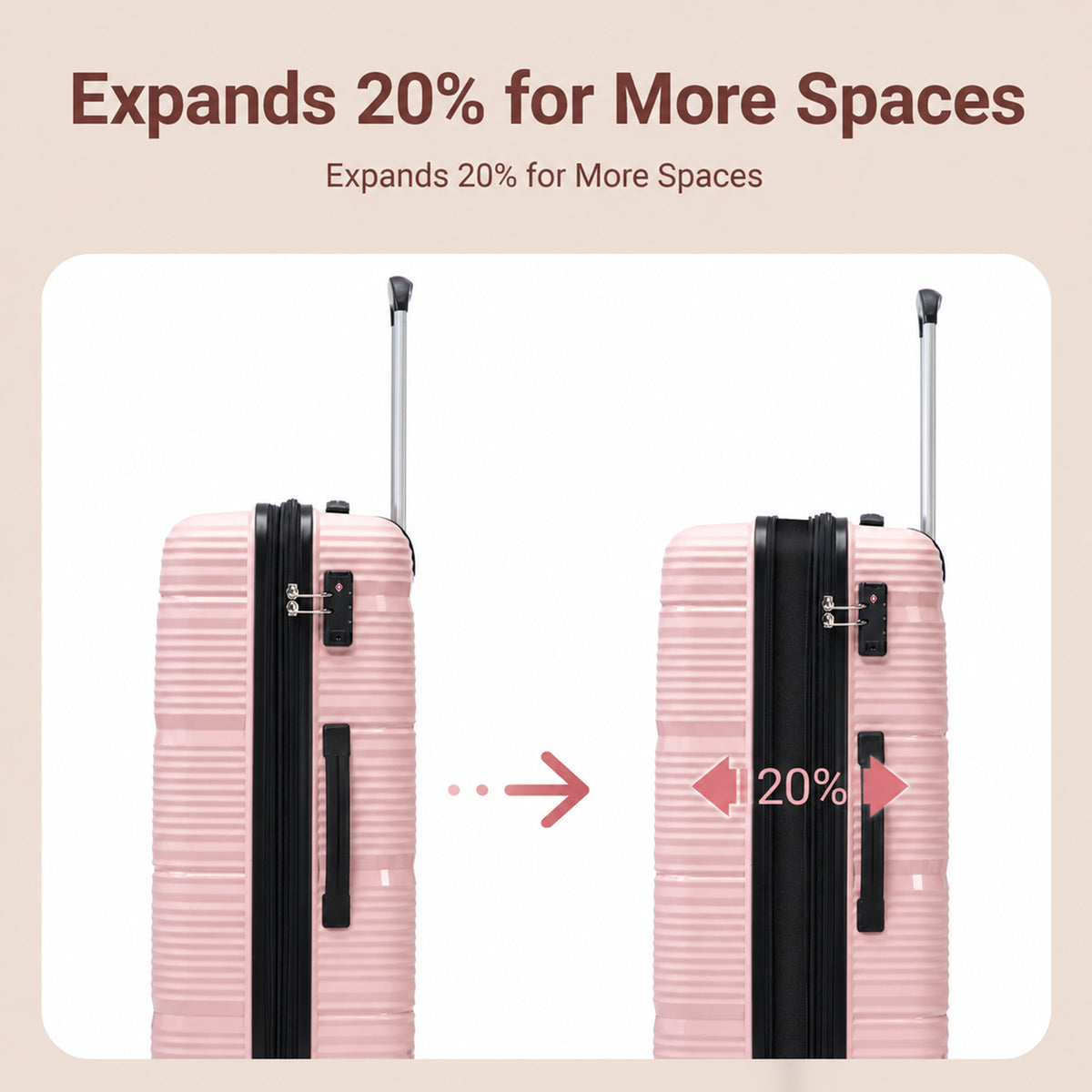 Rosamo 4 Piece Expandable Luggage Set,with TSA Lock and Swivel Wheels,PP Material Anti Fall and Anti Crack Lightweight Suitcase Set