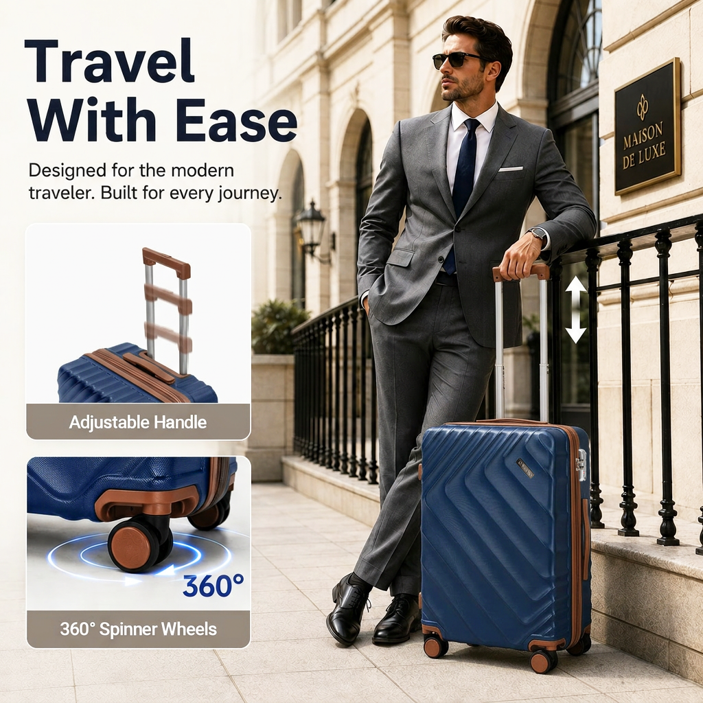 Rosamo 6 Piece Hardshell Luggage Set, Lightweight Expandable Suitcases with Spinner Wheels, TSA Lock, Durable ABS Luggage Sets for Travel,Dark Blue