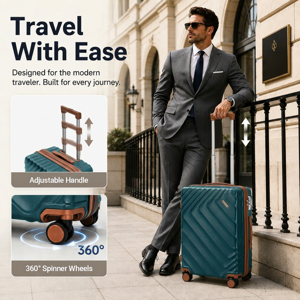 Rosamo 6 Piece Hardshell Luggage Set, Lightweight Expandable Suitcases with Spinner Wheels, TSA Lock, Durable ABS Luggage Sets for Travel,Dark Green