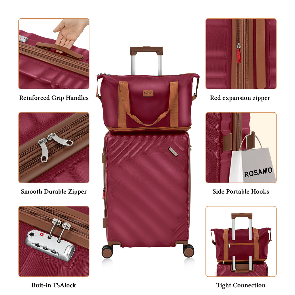 Rosamo 6 Piece Hardshell Luggage Set, Lightweight Expandable Suitcases with Spinner Wheels, TSA Lock, Durable ABSLuggage Sets for Travel；Red