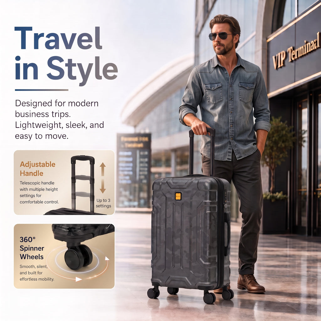 Rosamo 5-Piece Luggage Set,Expandable Hardside Spinner Suitcases with TSA Lock,20/24/28 Inch Lightweight Suitcase,Sports Handbags and Toiletries Bags