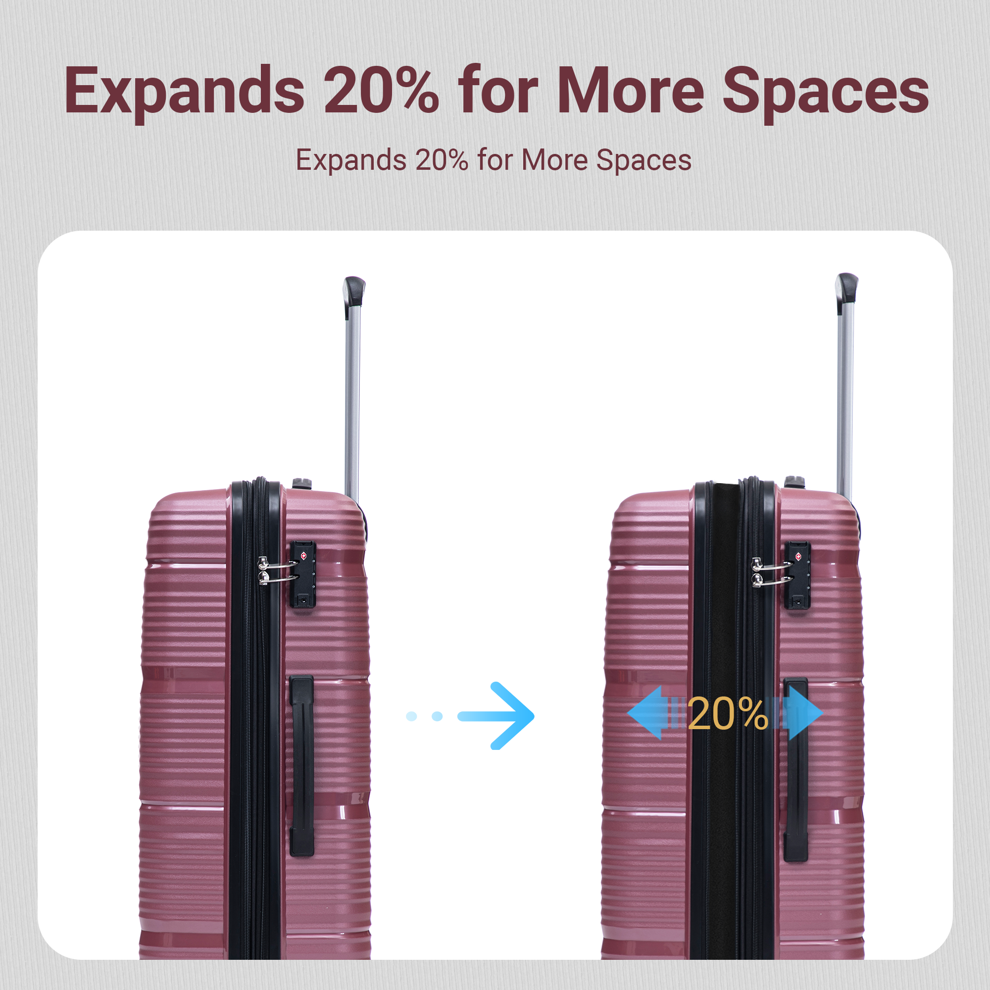 Rosamo 4-Piece Hardside Luggage Set, Expandable Rotating Luggage Compartment With TSA Lock, Lightweight Rolling Luggage Set