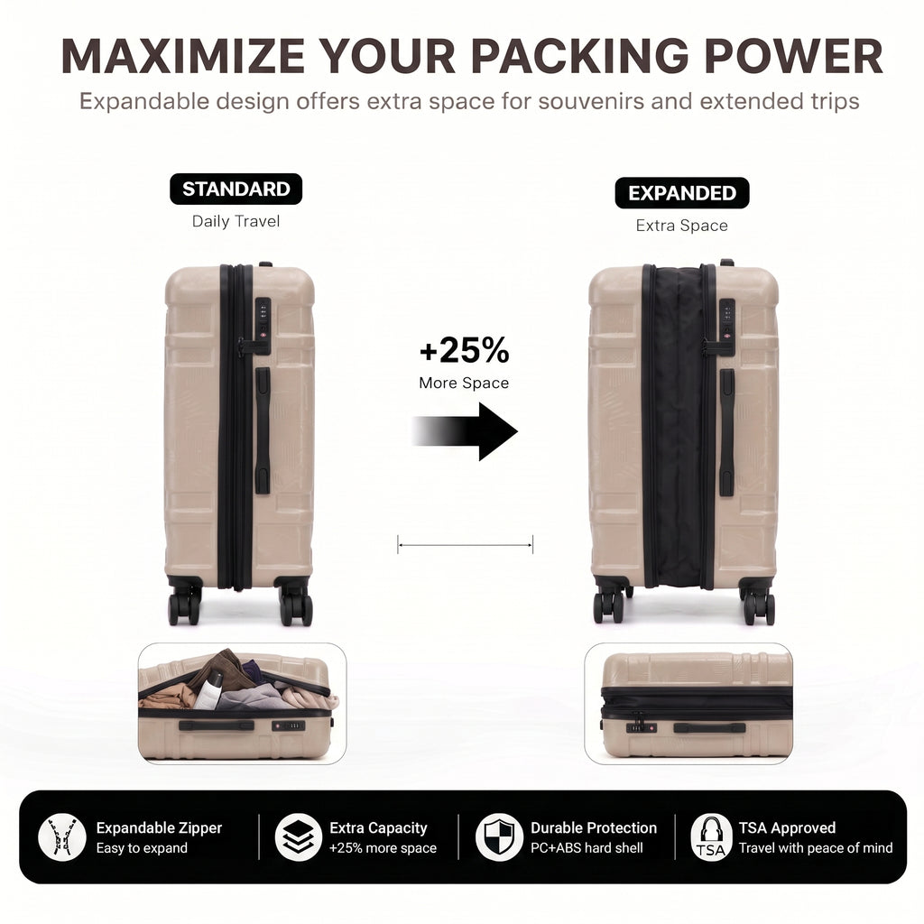 Rosamo 5-Piece Luggage Set,Expandable Hardside Spinner Suitcases with TSA Lock,20/24/28 Inch Lightweight Suitcase,Sports Handbags and Toiletries Bags