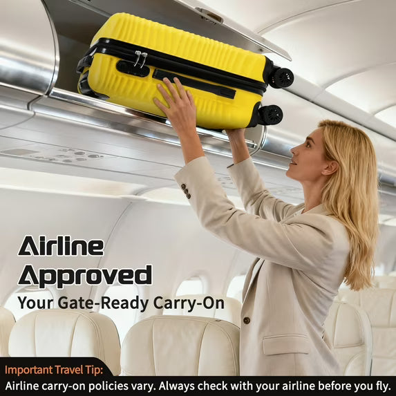 Rosamo Luggage Sets 3 Piece, HardsideTravel Suitcase with Spinner Wheels 20/24/28" , Carry on Luggage with TSA Lock(Yellow)