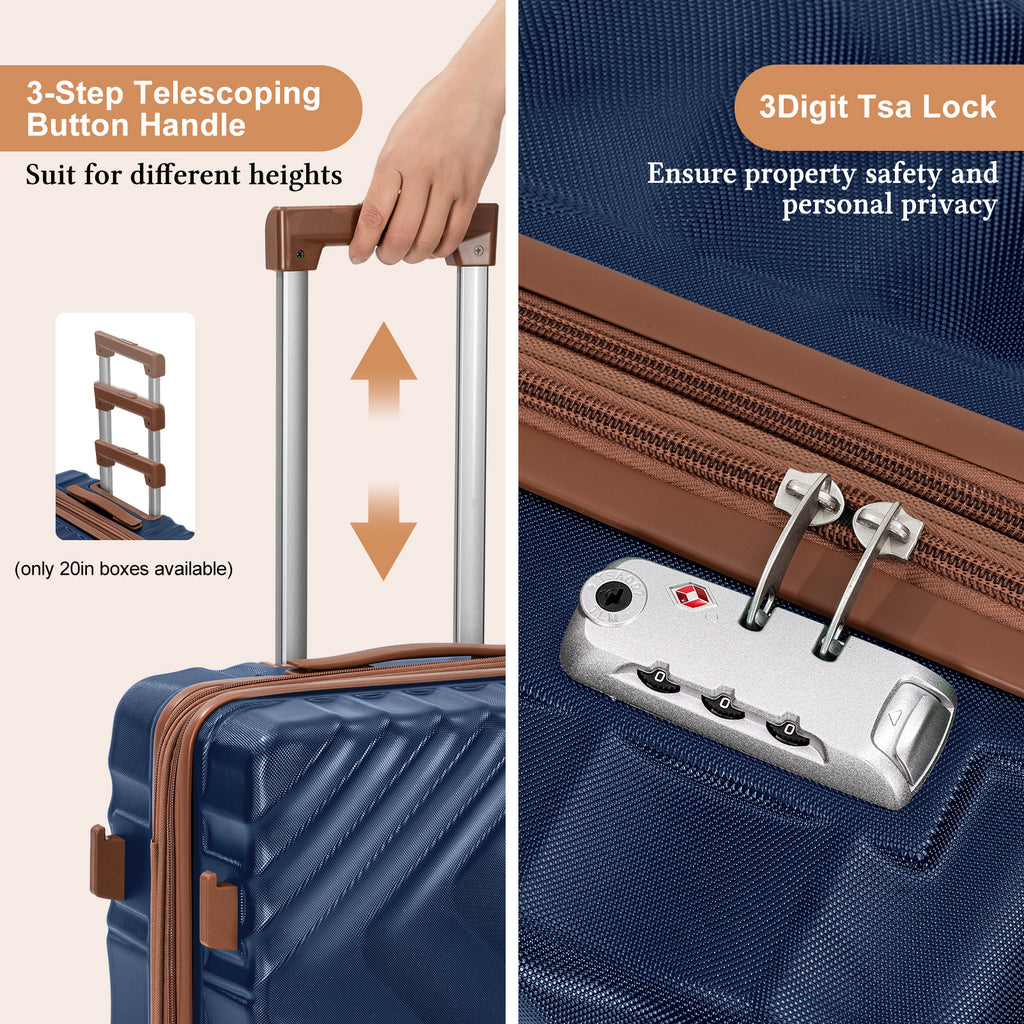 Rosamo 6 Piece Hardshell Luggage Set, Lightweight Expandable Suitcases with Spinner Wheels, TSA Lock, Durable ABSLuggage Sets for Travel；Dark Blue