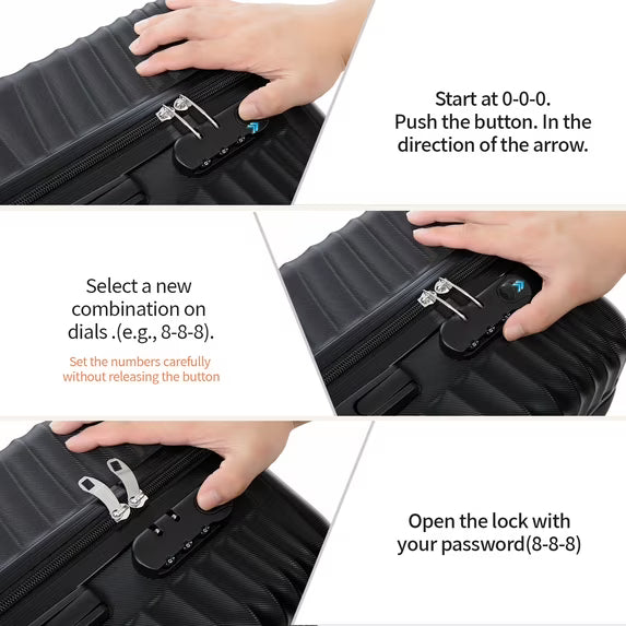 Rosamo Luggage Sets 3 Piece, HardsideTravel Suitcase with Spinner Wheels 20/24/28" , Carry on Luggage with TSA Lock(Black)