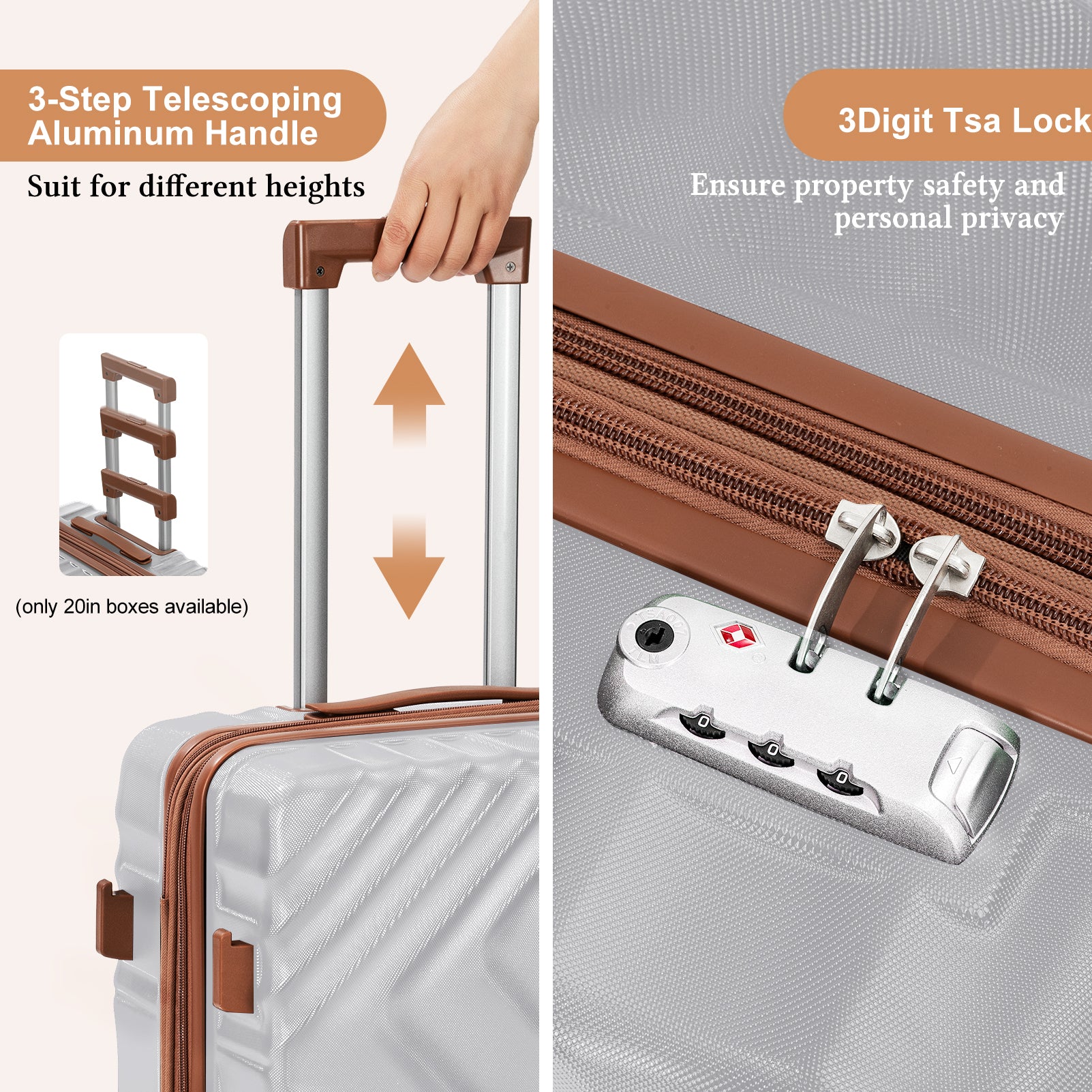 Rosamo 6 Piece Hardshell Luggage Set, Lightweight Expandable Suitcases with Spinner Wheels, TSA Lock, Durable ABSLuggage Sets for Travel；Silver