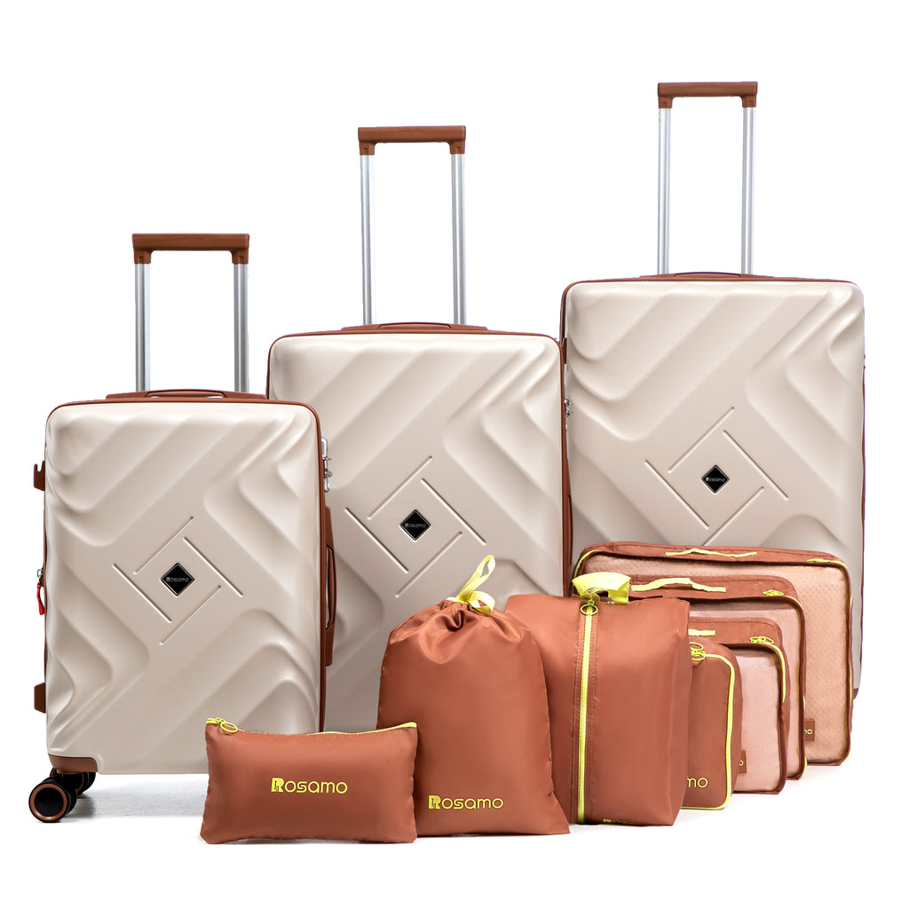 Rosamo 10 Piece Luggage Set, Expandable ABS Hardshell Luggage, Travel Suitcase Eet With Rotating Wheels And TSA Lock