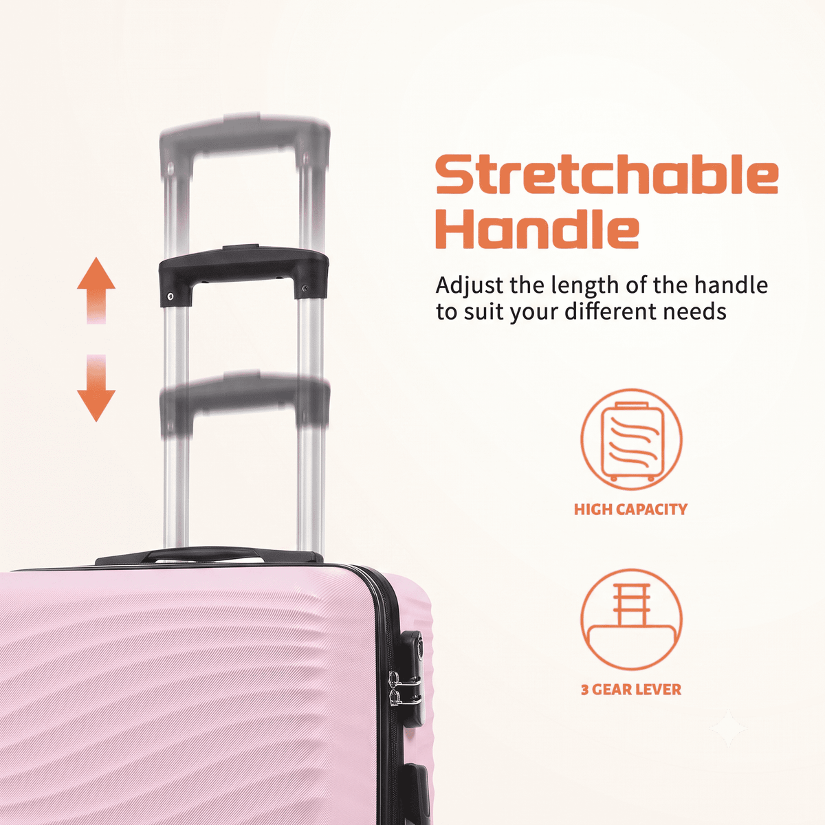 Rosamo Luggage Sets 3 Piece, HardsideTravel Suitcase with Spinner Wheels 20/24/28" , Carry on Luggage with TSA Lock(Pink)