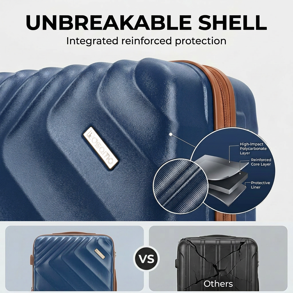 Rosamo 6 Piece Hardshell Luggage Set, Lightweight Expandable Suitcases with Spinner Wheels, TSA Lock, Durable ABS Luggage Sets for Travel,Dark Blue
