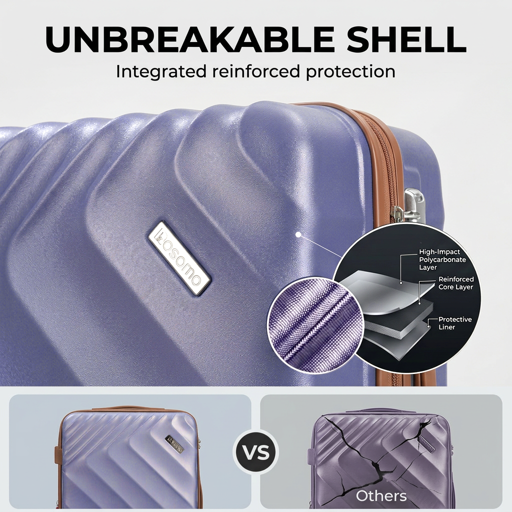 Rosamo 6 Piece Hardshell Luggage Set, Lightweight Expandable Suitcases with Spinner Wheels, TSA Lock, Durable ABS Luggage Sets for Travel,Purple