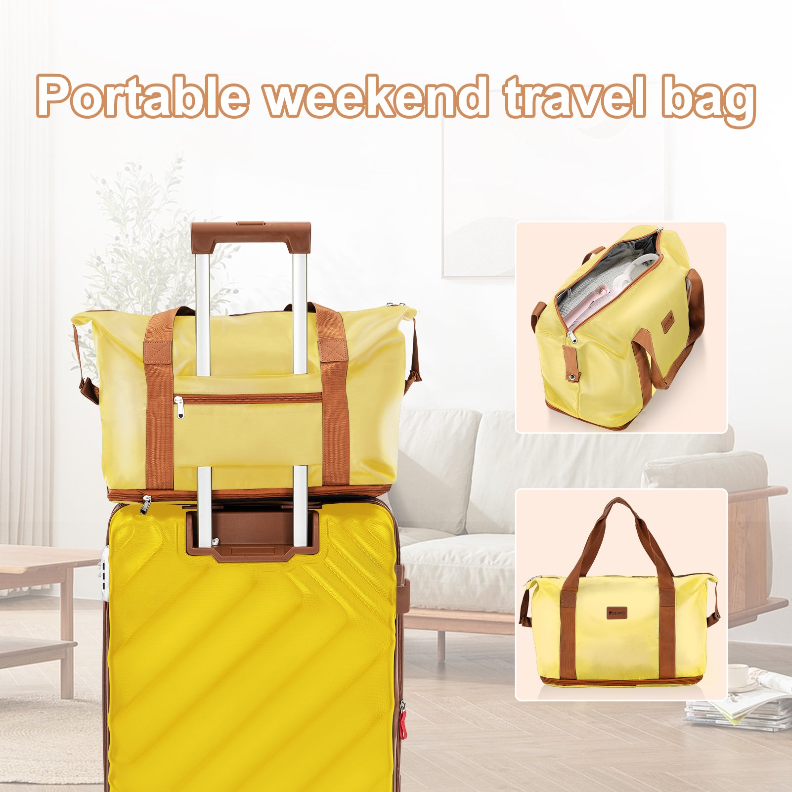 Rosamo 6 Piece Hardshell Luggage Set, Lightweight Expandable Suitcases with Spinner Wheels, TSA Lock, Durable ABSLuggage Sets for Travel；Yellow