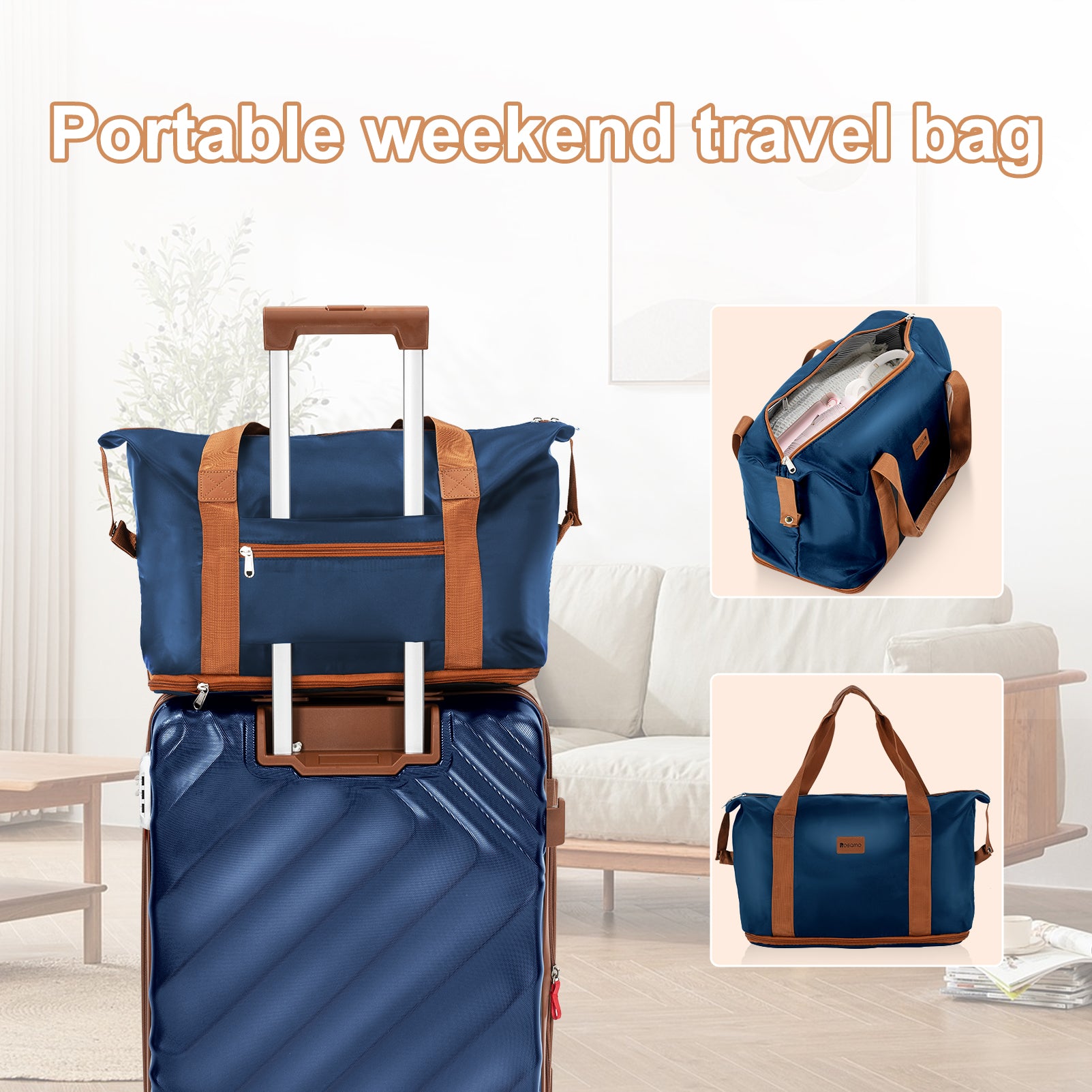 Rosamo 6 Piece Hardshell Luggage Set, Lightweight Expandable Suitcases with Spinner Wheels, TSA Lock, Durable ABSLuggage Sets for Travel；Dark Blue