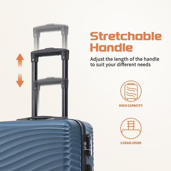 Rosamo Luggage Sets 3 Piece, HardsideTravel Suitcase with Spinner Wheels 20/24/28" , Carry on Luggage with TSA Lock(DarkBlue)
