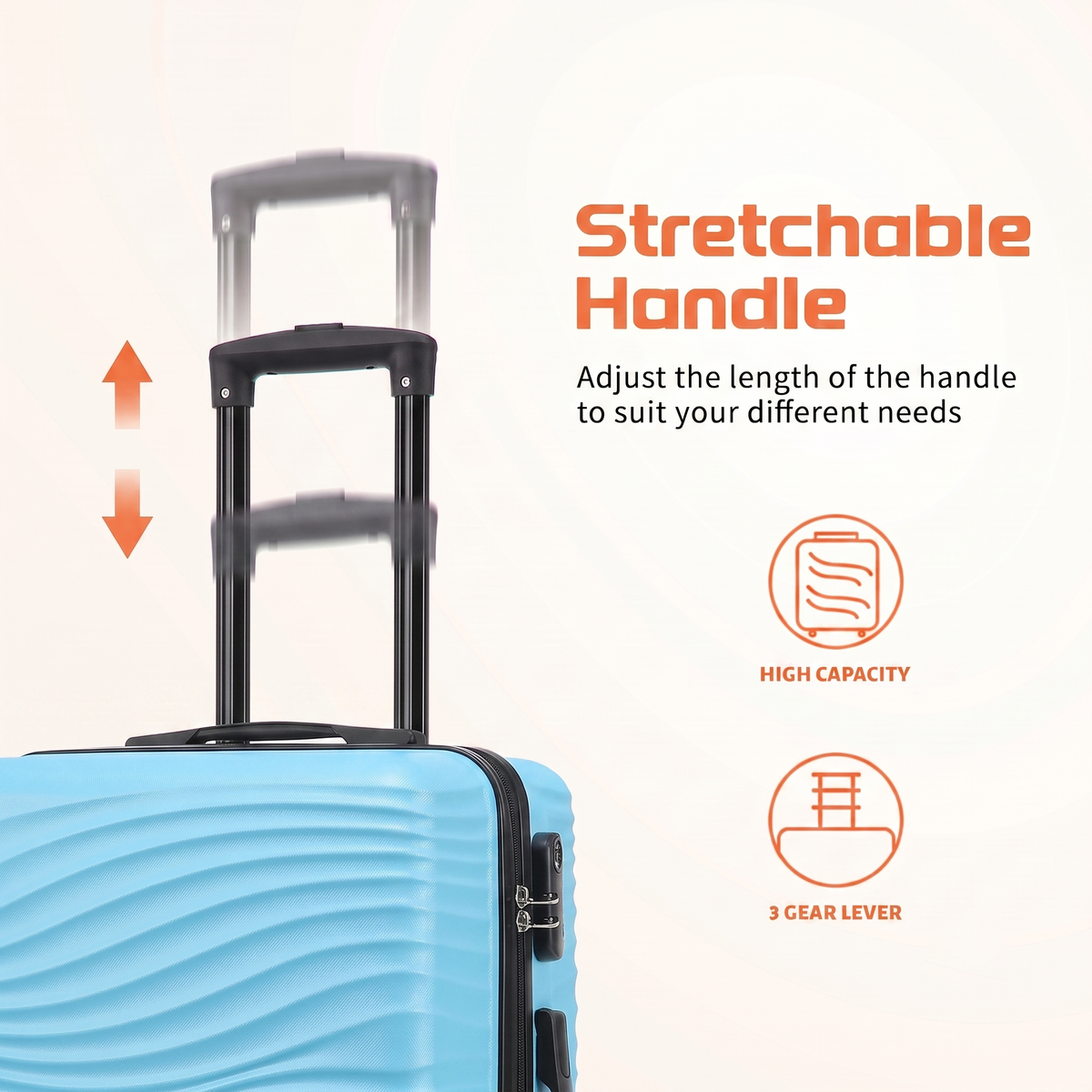 Rosamo Luggage Sets 3 Piece, HardsideTravel Suitcase with Spinner Wheels 20/24/28" , Carry on Luggage with TSA Lock(Tiffany Blue)