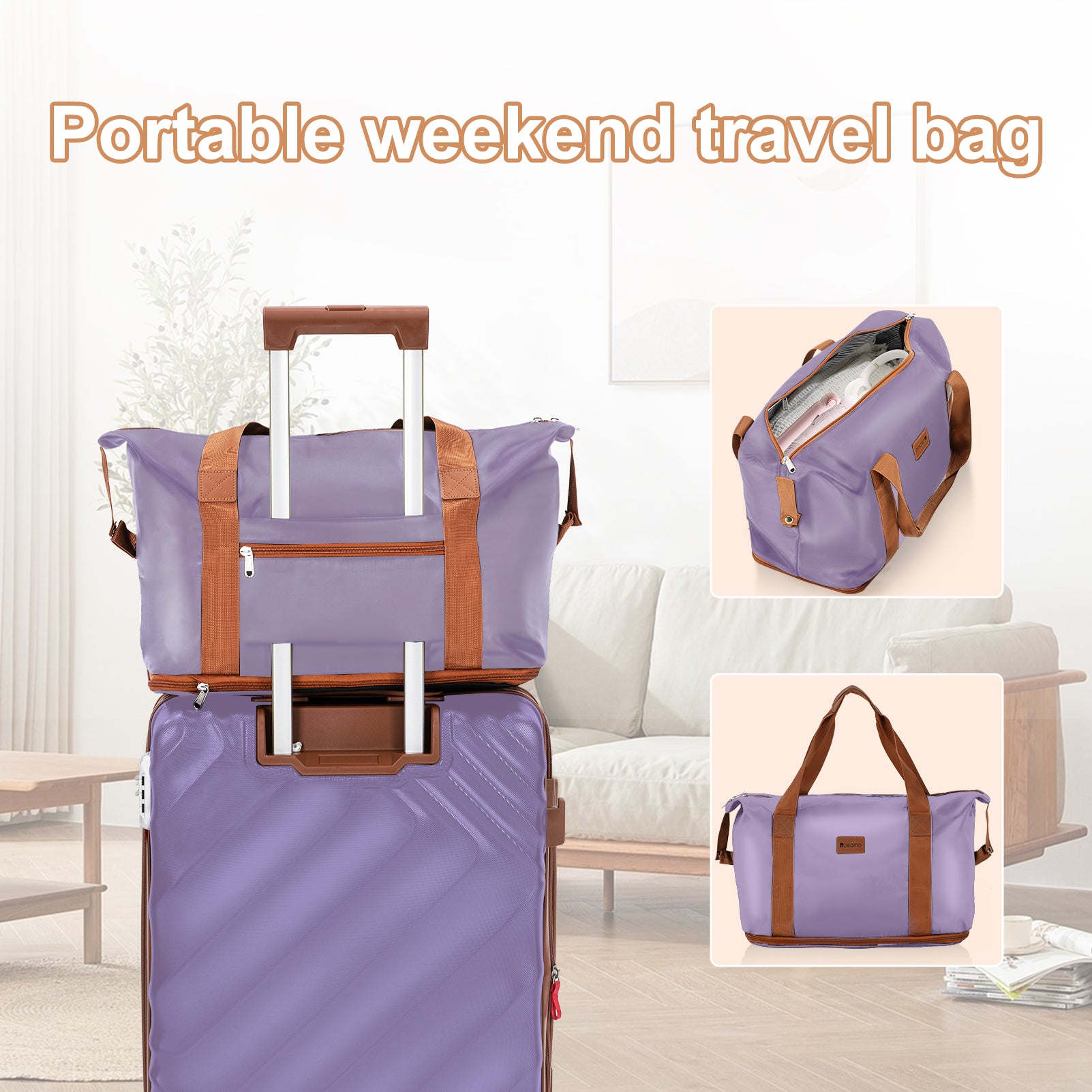 Rosamo 6 Piece Hardshell Luggage Set, Lightweight Expandable Suitcases with Spinner Wheels, TSA Lock, Durable ABSLuggage Sets for Travel；Purple
