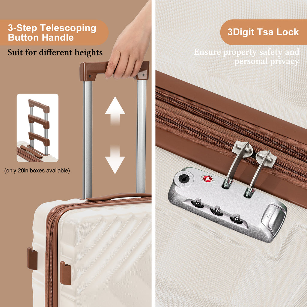 Rosamo 6 Piece Hardshell Luggage Set, Lightweight Expandable Suitcases with Spinner Wheels, TSA Lock, Durable ABS Luggage Sets for Travel,Beige