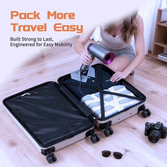 Rosamo Luggage Sets 3 Piece, HardsideTravel Suitcase with Spinner Wheels 20/24/28" , Carry on Luggage with TSA Lock(Beige)