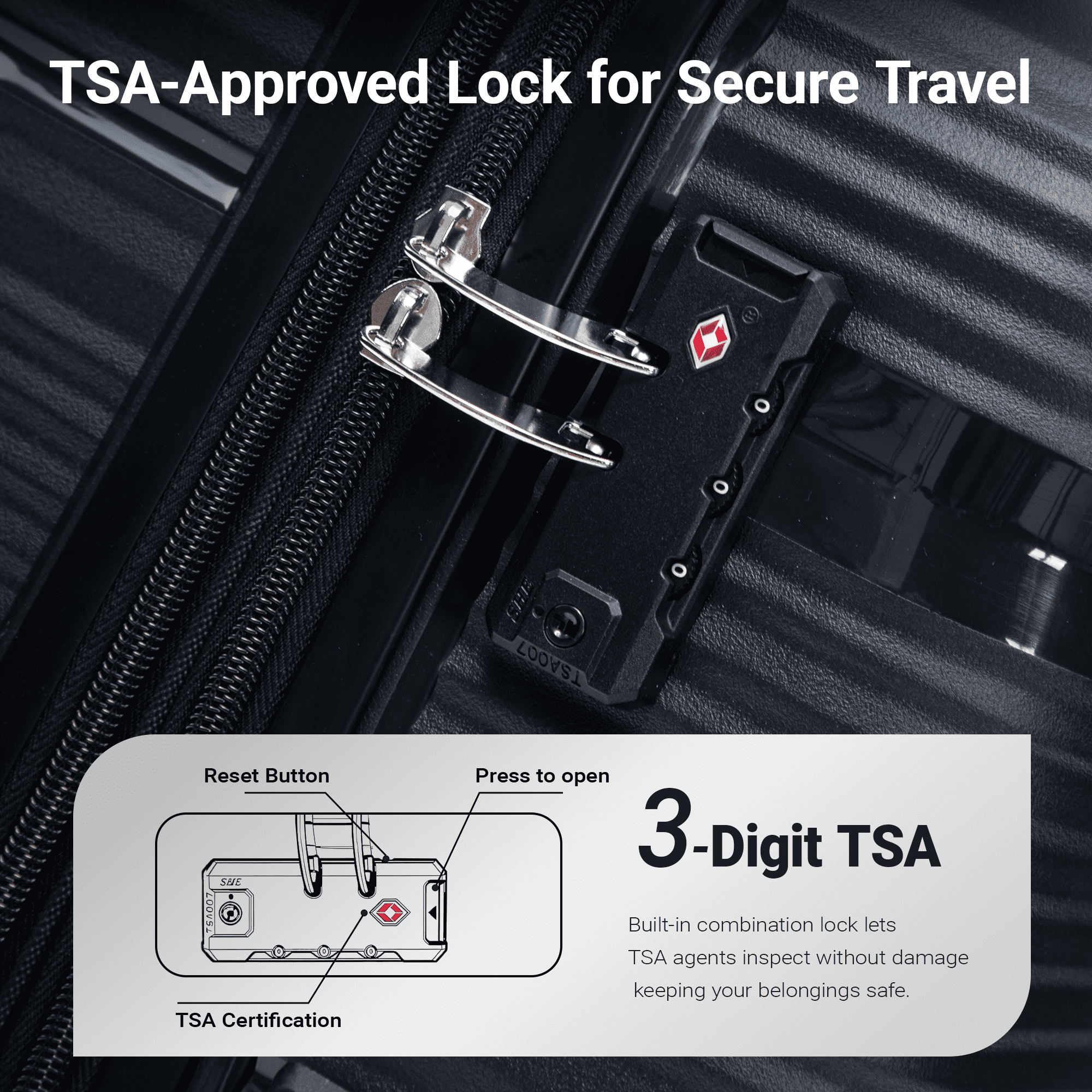 Rosamo 4-Piece Hardside Luggage Set, Expandable Rotating Luggage Compartment With TSA Lock, Lightweight Rolling Luggage Set