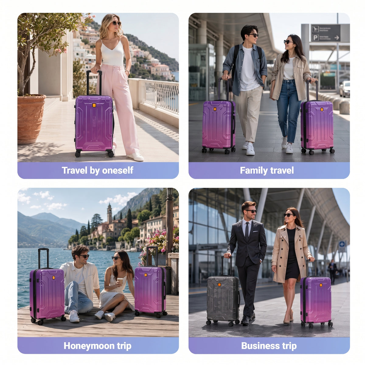 Rosamo 5-Piece Luggage Set,Expandable Hardside Spinner Suitcases with TSA Lock,20/24/28 Inch Lightweight Suitcase,Sports Handbags and Toiletries Bags