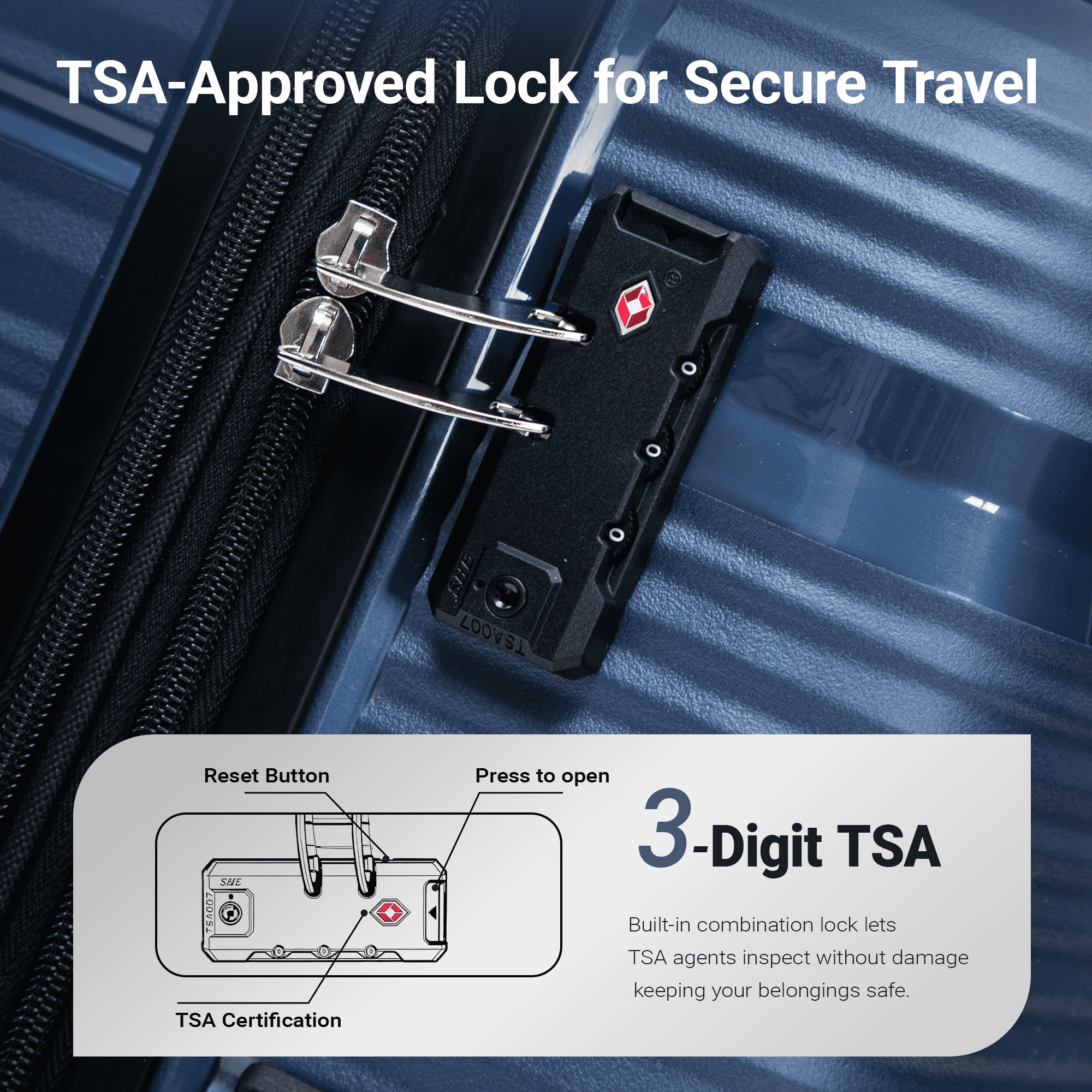 Rosamo 4-Piece Hardside Luggage Set, Expandable Rotating Luggage Compartment With TSA Lock, Lightweight Rolling Luggage Set