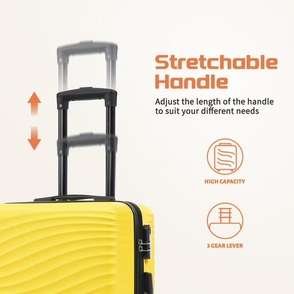 Rosamo Luggage Sets 3 Piece, HardsideTravel Suitcase with Spinner Wheels 20/24/28" , Carry on Luggage with TSA Lock(Yellow)
