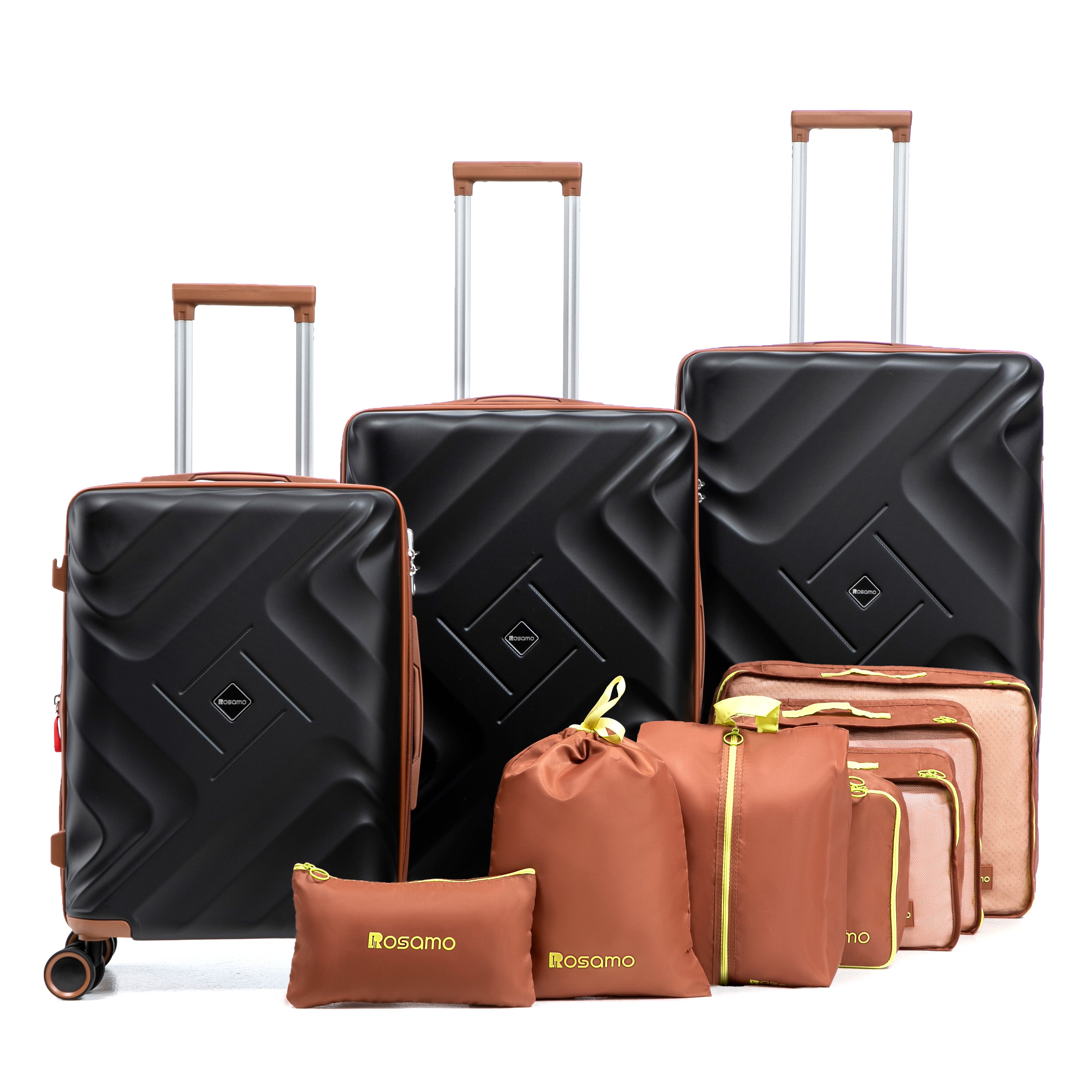 Rosamo 10 Piece Luggage Set, Expandable ABS Hardshell Luggage, Travel Suitcase Eet With Rotating Wheels And TSA Lock