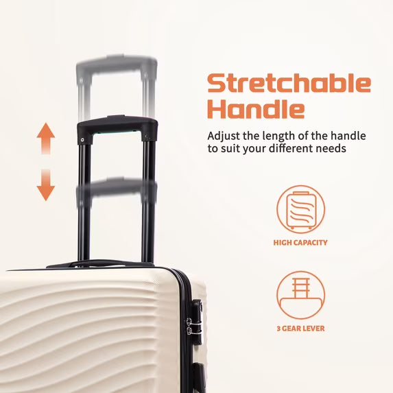 Rosamo Luggage Sets 3 Piece, HardsideTravel Suitcase with Spinner Wheels 20/24/28" , Carry on Luggage with TSA Lock(Beige)