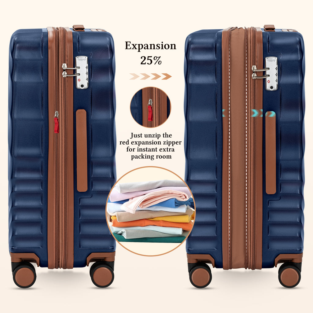 Rosamo 6 Piece Hardshell Luggage Set, Lightweight Expandable Suitcases with Spinner Wheels, TSA Lock, Durable ABSLuggage Sets for Travel；Dark Blue